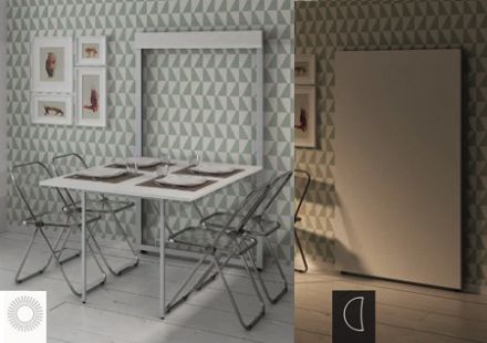 Ruimtebesparende opklap tafel Flat.